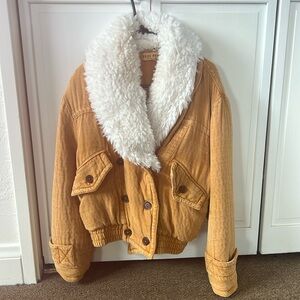Free People Georgie Jacket with Removable Fur Collar Size XS EUC